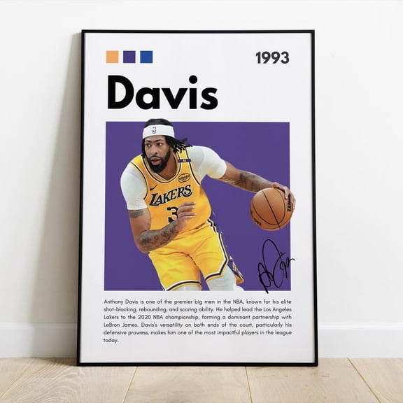 Anthony Davis Basketball Poster, LA Lakers Player Wall Art, Pro Basketball Sports Decor, Size 24x36 Unframed Poster