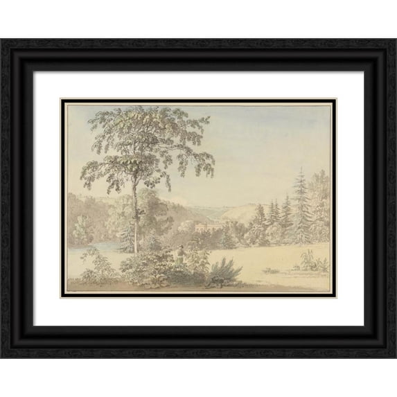 Anthony Devis 18x14 Black Ornate Wood Framed Double Matted Museum Art Print Titled - Mr. Godschall's House