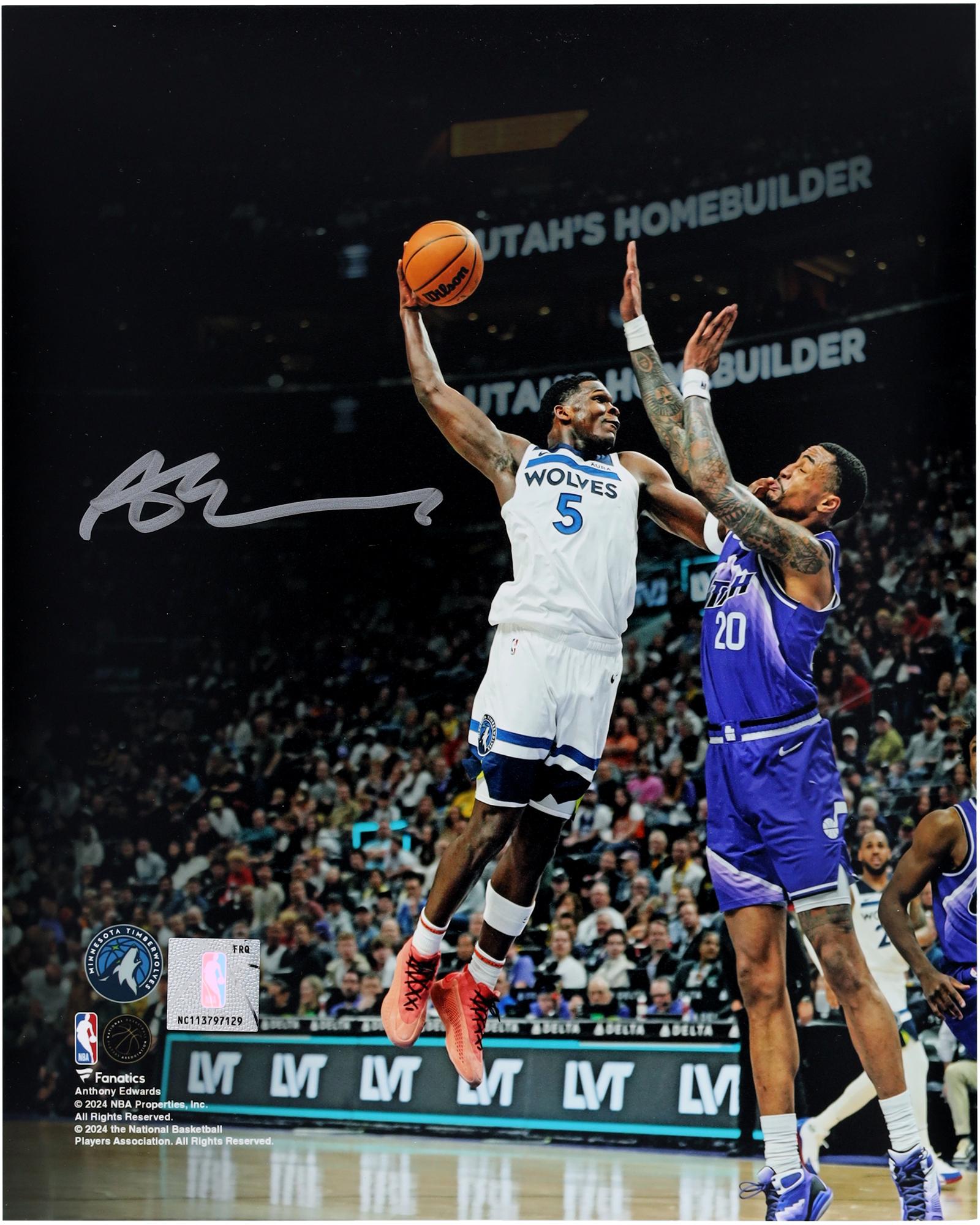 Anthony Edwards Minnesota Timberwolves Autographed 8" x 10" Dunk vs. Utah Jazz Photograph - Fanatics Authentic Certified