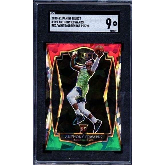 Anthony Edwards Rookie Card 2020-21 Select Red White Green Ice Prizm #169 SGC 9