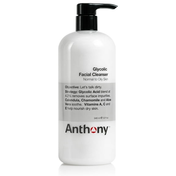 Anthony Glycolic Facial Cleanser, Daily Exfoliating and Hydrating Face Wash, 16 fl oz