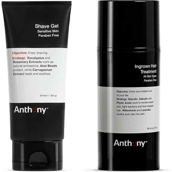 Anthony Ingrown Hair Treatment, 3 Fl Oz, and Anthony Shave Gel, 6 Fl Oz