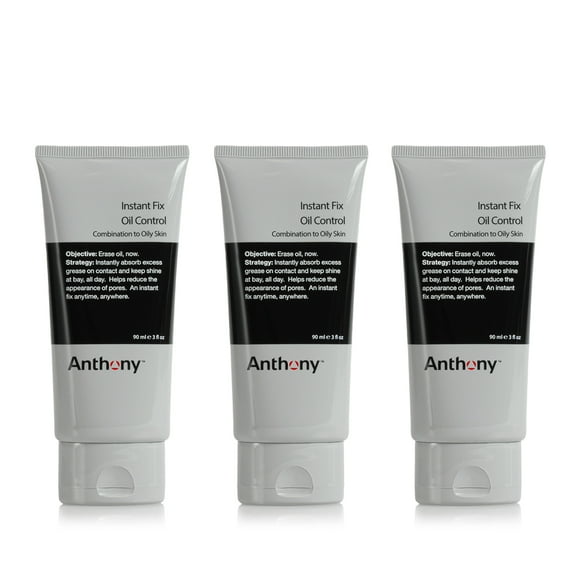 Anthony Instant Fix Oil Control for Men  Mattifying Lotion for Oily Skin  Moisturizer and Pore Minimizer Instantly Eliminates Shine  3 Fl Oz Pack of 3