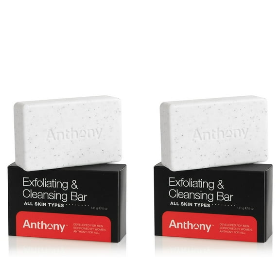 Anthony Mens Soap Bar Exfoliating Soap: Grapefruit Scent Contains Cucumber Extract, Jojoba, Shea Butter, Squalane and Coconut Oils, Moisturizes & Exfoliates Body Skin 5 Oz Pack of 2