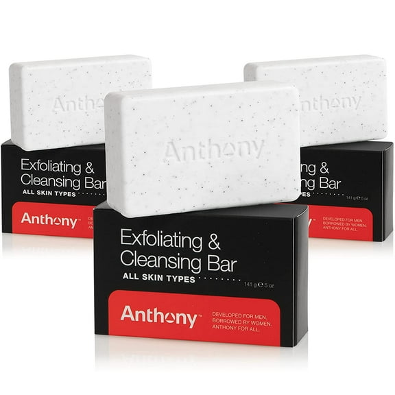 Anthony Mens Soap Bar Exfoliating Soap: Grapefruit Scent  Contains Cucumber Extract, Jojoba, Shea Butter, Squalane and Coconut Oils, Moisturizes & Exfoliates Body Skin 5 Oz (Pack of 3)