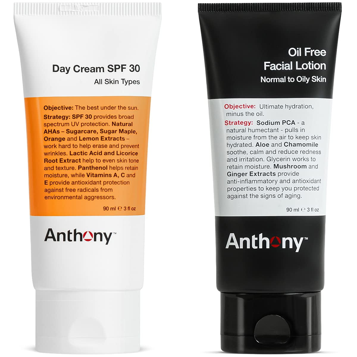Anthony Oil Free Facial Lotion, 3 Fl Oz and Anthony Day Cream SPF 30, 3 Fl Oz