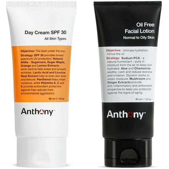 Anthony Oil Free Facial Lotion, 3 Fl Oz and Anthony Day Cream SPF 30, 3 Fl Oz