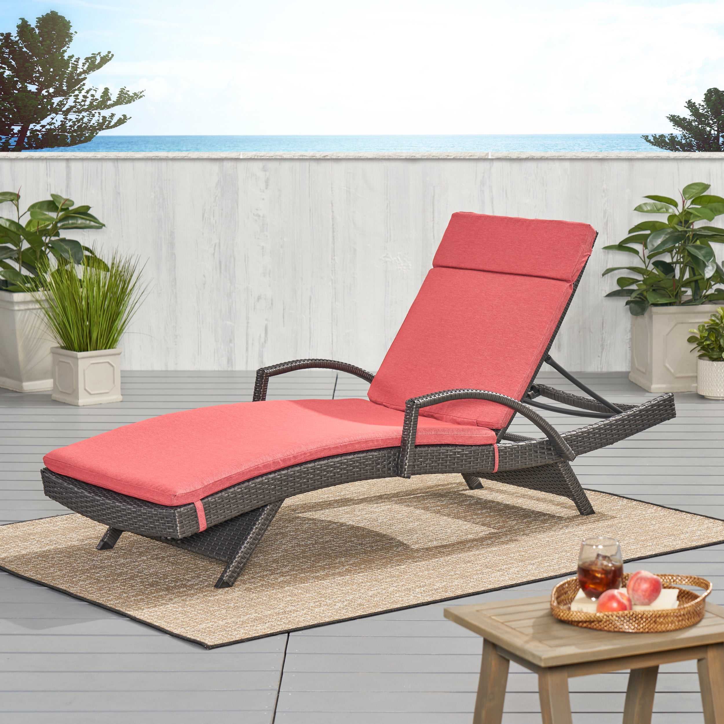 Anthony Outdoor Chaise Lounge Cushion Red Walmart
