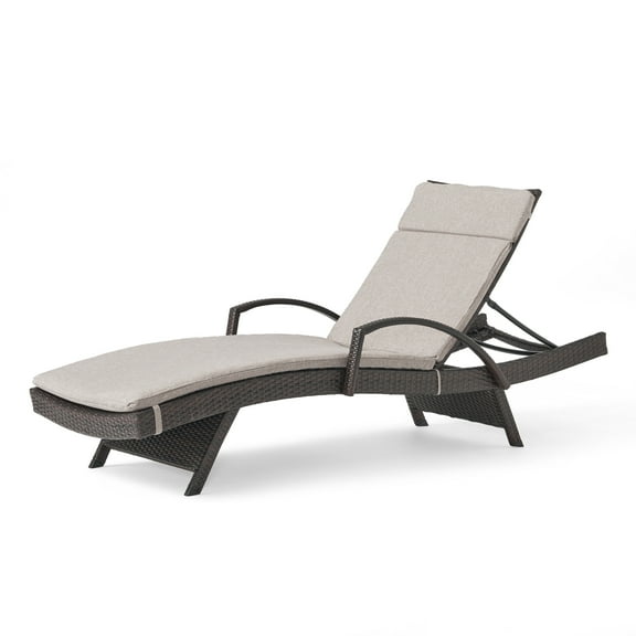 Anthony Outdoor Wicker Adjustable Chaise Lounge with Arms and Cushion, Multibrown, Charcoal