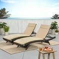 thumbnail image 1 of Anthony Outdoor Wicker Adjustable Chaise Lounge with Cushions, Set of 2, Brown, Textured Beige, 1 of 10