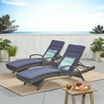 thumbnail image 1 of Anthony Outdoor Wicker Armed Chaise Lounges with Cushions, Set of 2, Grey, Navy Blue, 1 of 19