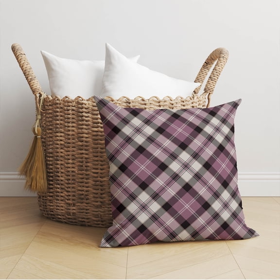 Anthony Plaid Rose Throw Pillow