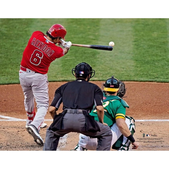 Anthony Rendon Los Angeles Angels Unsigned Hit vs. Oakland Athletics Photograph