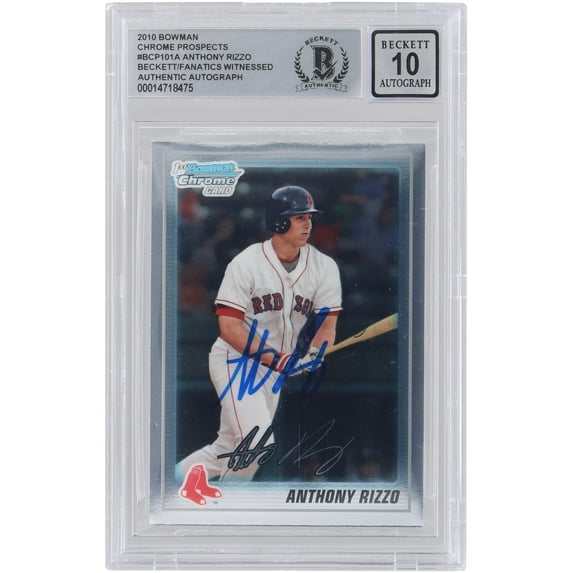 Anthony Rizzo Boston Red Sox Autographed 2010 Bowman Chrome Prospects MLB #BCP101 Beckett Fanatics Witnessed Authenticated 10 Card - Fanatics Authentic Certified