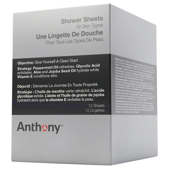 Anthony No Rinse Bathing Wipes for Adults & Disposable Wash Cloths for Travel and Camping, 12 Count