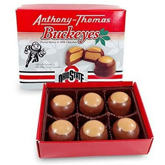 Anthony Thomas, Award Winning Peanut Butter & Milk Chocolate Buckeyes, Deliciously Delightful Snacks, (6 Count, Milk Chocolate Buckeyes)