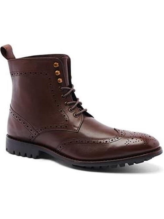 Grant Men's Wingtip Oxford Leather Boot -Chocolate Brown Size10.5 New with box/tags