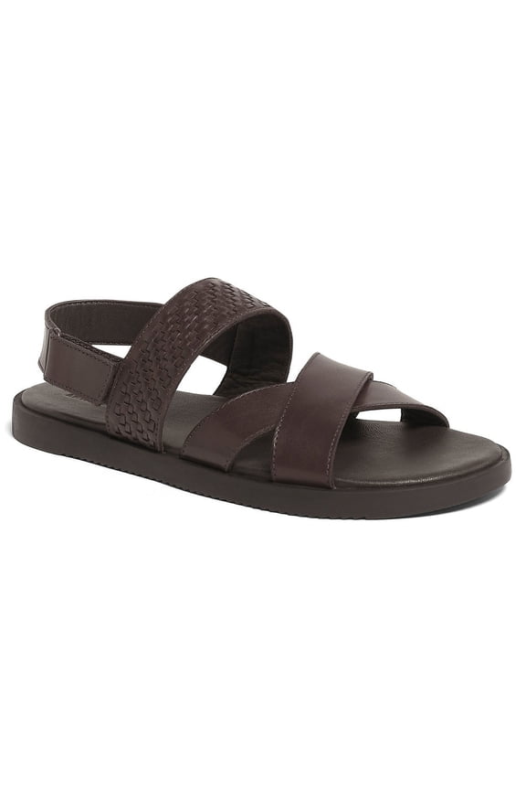 Mens Mumbai Cross Strap Leather Comfort Sandal