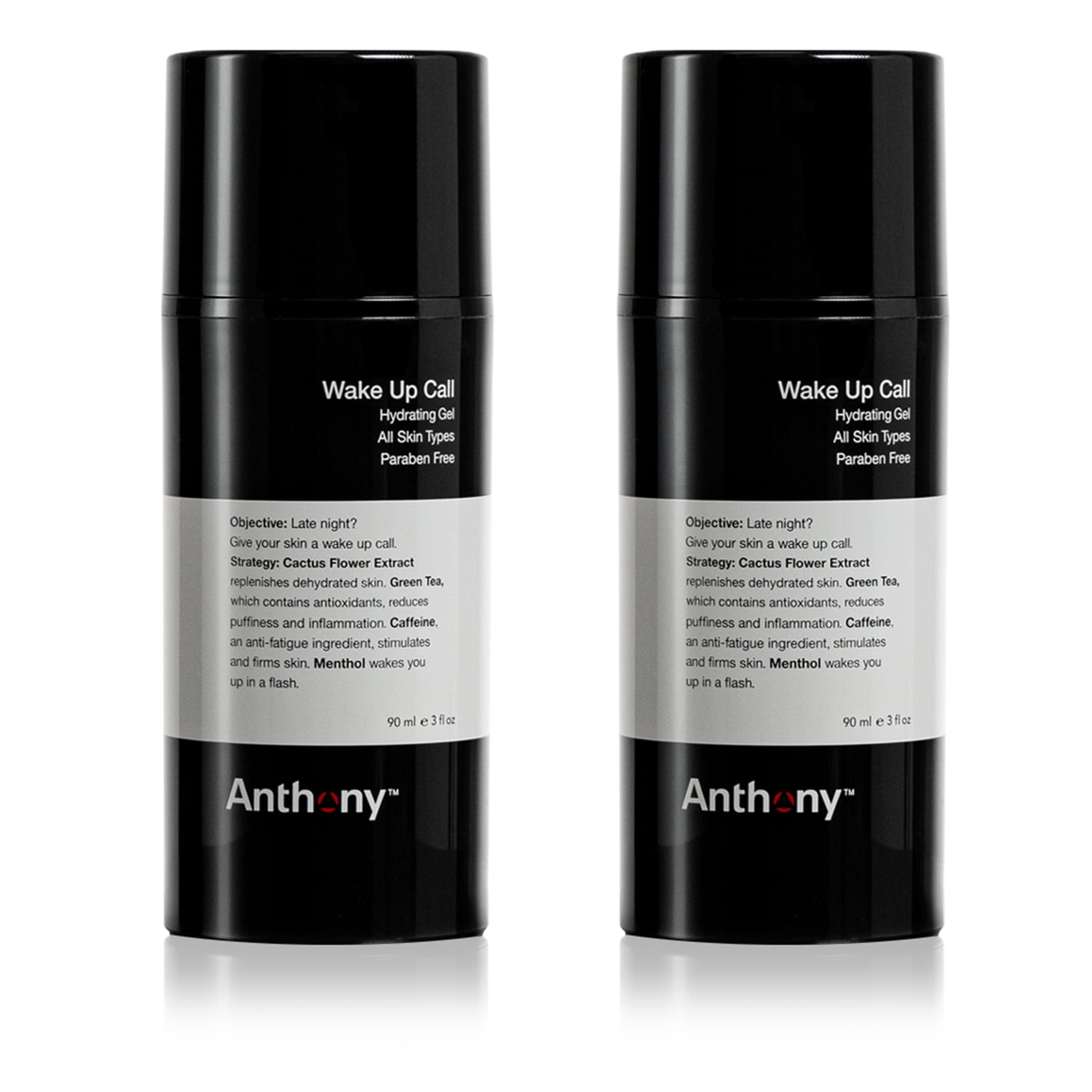 Anthony Wake Up Call, 3 Fl Oz, Face and Anti-Puffiness – Tired Skin Refresher & Moisturizer with Caffeine, Menthol, Green Tea, and Shea Butter Pack of 2
