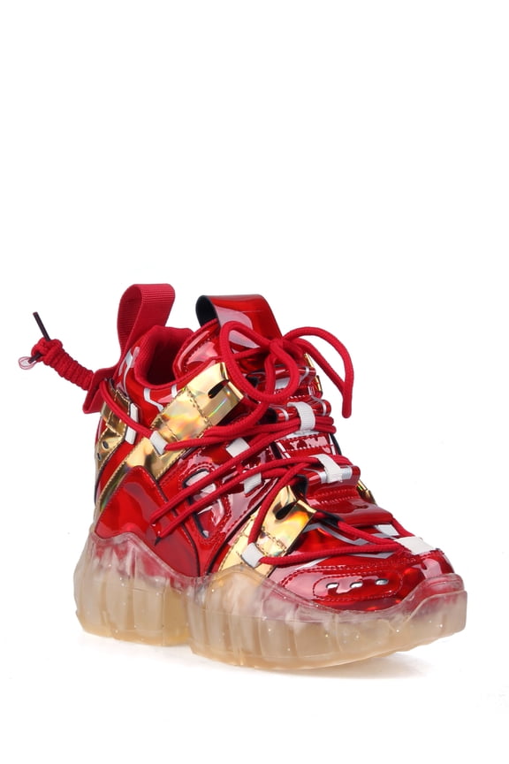 Chunky Clear Sole Hidden Platform Sneakers in Iron