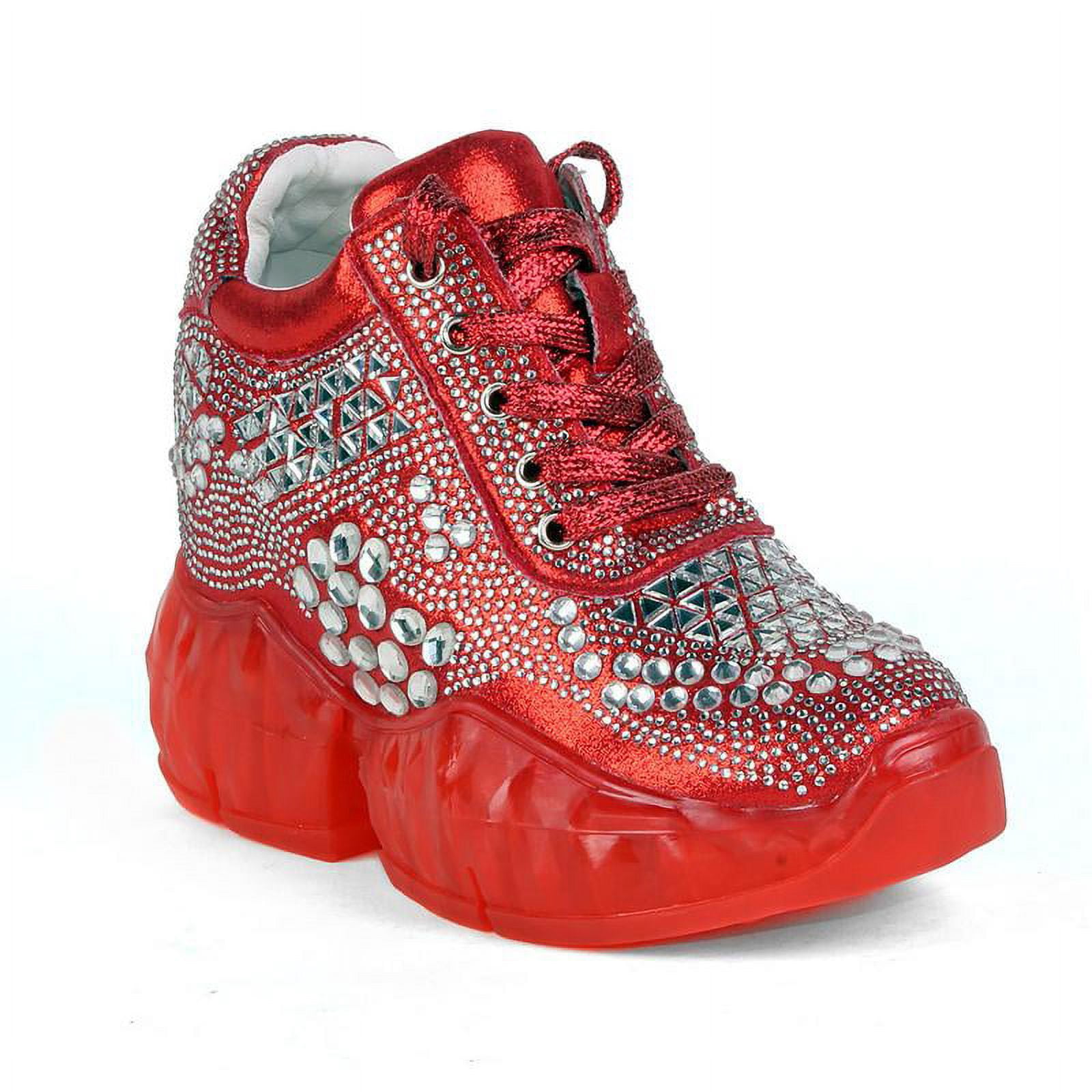 Anthony Wang Hidden Wedge Clear Sole Sneakers in Red