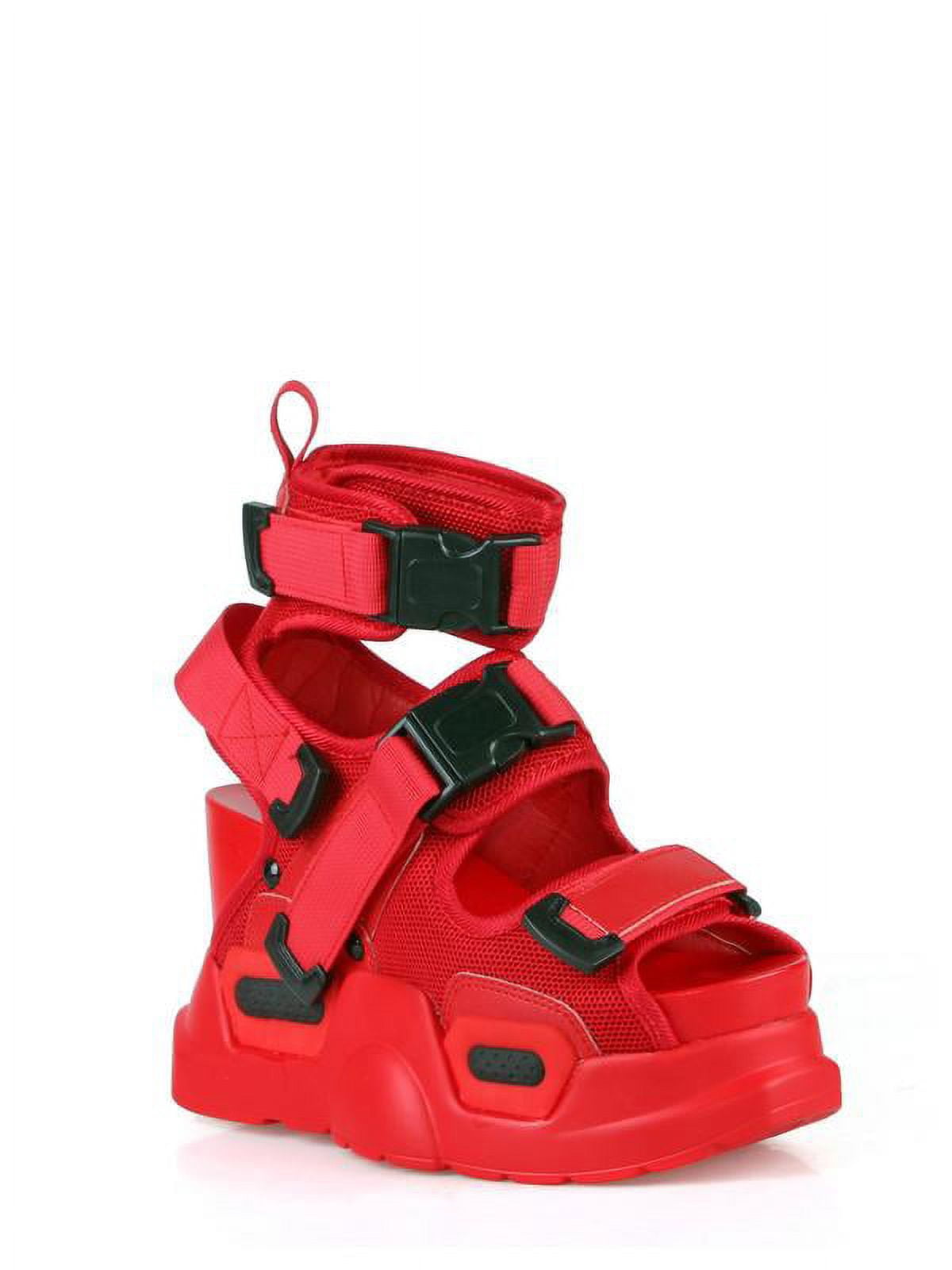 Anthony Wang Platform Buckle Strap Sandals in Red