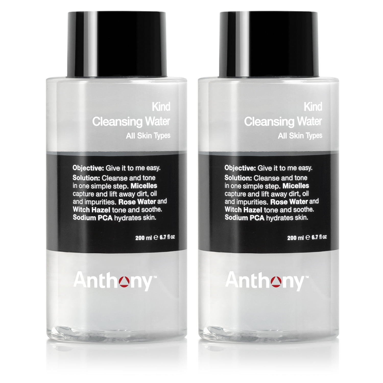 Anthony Witch Hazel Toner for Face Kind Cleansing Water – Contains Rose Water to Tone & Soothe, Sodium PCA to Hydrate Skin, and Micelles Removes Excess Oil and Impurities, 6.7 Fl Oz Pack of 2