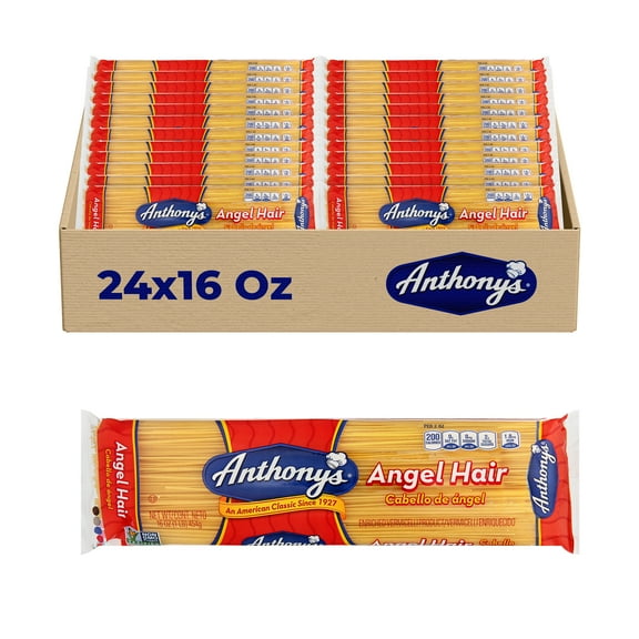 Anthony's Angel Hair Pasta, 24-Pack (16 oz Each)  Thin & Delicate Pasta for Light and Classic Italian inspired dishes
