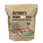 Anthony's Date Sugar, 1 lb, Gluten Free, Non GMO, Vegan, Granulated