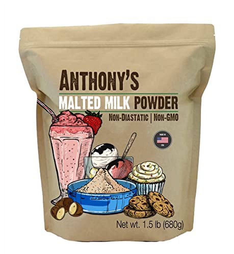 Anthony's Malted Milk Powder 1.5lb, For Ice Cream, Milk Shakes, and