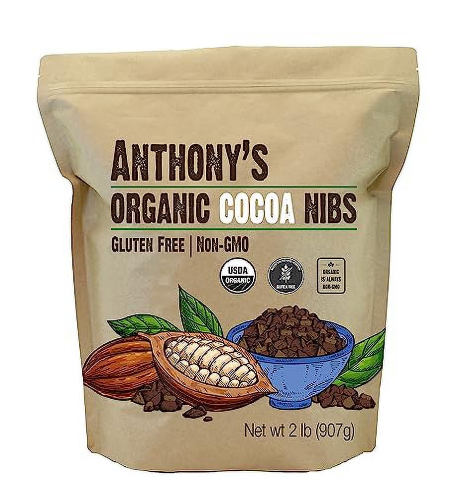 Anthony's Organic Cacao Cocoa Nibs, 2 lb, Batch Tested and Verified