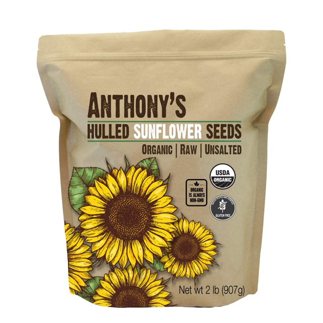 Anthony's Organic Hulled Sunflower Seeds, 2 lb, Raw, Unsalted, Batch