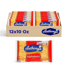 Anthony's Pasta Alphabets, 12-Pack (10 oz Each)  Fun & Educational Small Pasta for Soups, Broths, and Creative Meals