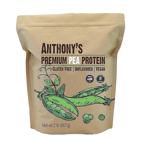 Anthony's Premium Pea Protein, 2 lb, Gluten Free, Lactose Free, Unsweetened, and Unflavored