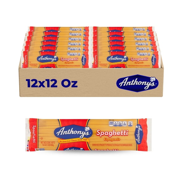 Anthonys Spaghetti, 24-Pack (16 oz Each)  Traditional Pasta for Classic Italian inspired dishes