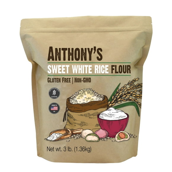 Anthony's Sweet White Rice Flour, 3 lb, Glutinous Rice Flour, Gluten Free, Non GMO, Made in USA