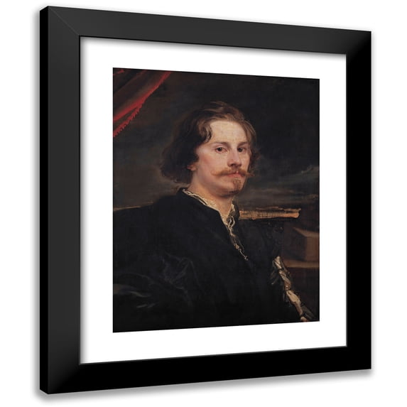 Anthony van Dyck 12x14 Black Modern Framed Museum Art Print Titled - Portrait of Pieter Soutman (1626)