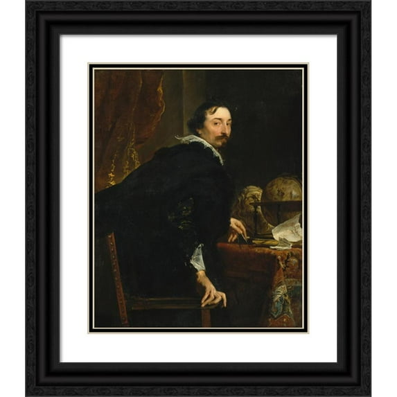 Anthony van Dyck 12x14 Black Ornate Wood Framed Double Matted Museum Art Print Titled: Lucas Van Uffel (Died 1637) (ca. 1622)