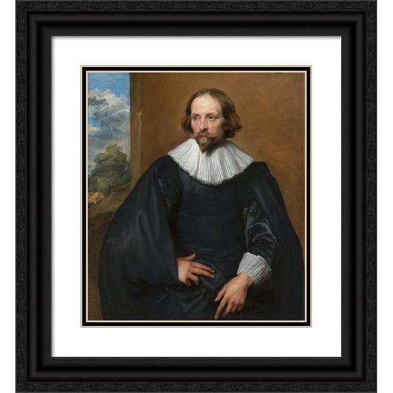 Anthony van Dyck 15x17 Black Ornate Wood Framed Double Matted Museum Art Print Titled - Portrait of Quintijn Symons (C. 1634 - 1635)