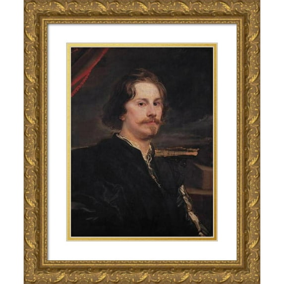 Anthony van Dyck 15x18 Gold Ornate Wood Frame and Double Matted Museum Art Print Titled - Portrait of Pieter Soutman (1626)