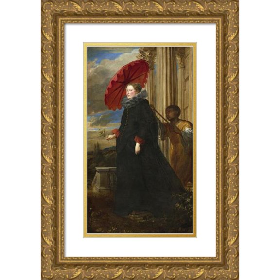 Anthony van Dyck 15x24 Gold Ornate Framed and Double Matted Museum Art Print Titled - Marchesa Elena Grimaldi Cattaneo (1623)