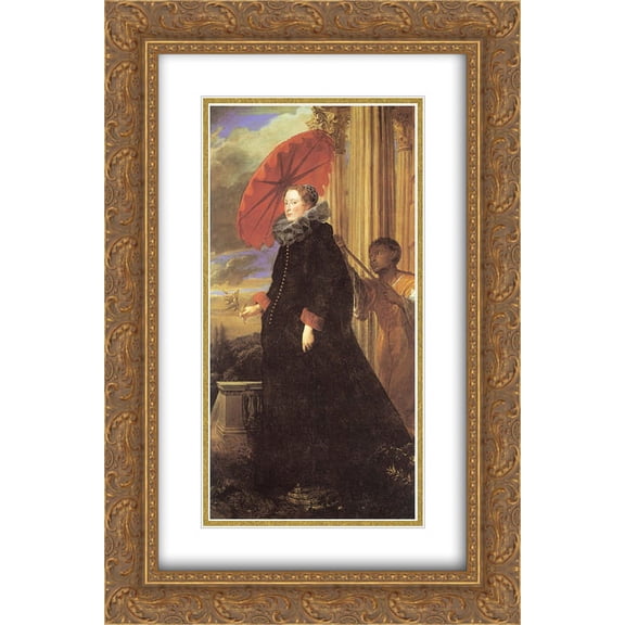 Anthony van Dyck 2x Matted 16x24 Gold Ornate Framed Art Print 'Portrait of Marchesa Elena Grimaldi, wife of Marchese Nicola Cattaneo'