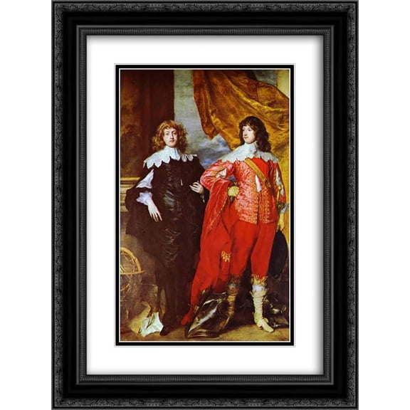 Anthony van Dyck 2x Matted 18x24 Black Ornate Framed Art Print 'George Digby, 2nd Earl of Bristol and William Russell, 1st Duke of Bedford'