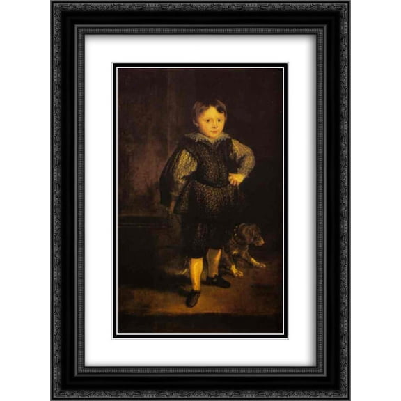 Anthony van Dyck 2x Matted 18x24 Black Ornate Framed Art Print 'Portrait of Filippo Cattaneo, Son of Marchesa Elena Grimaldi'
