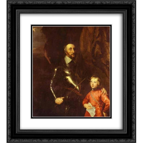 Anthony van Dyck 2x Matted 20x22 Black Ornate Framed Art Print 'Thomas Howard, 2nd Earl of Arundel and Surrey with His Grandson Lord Maltravers'