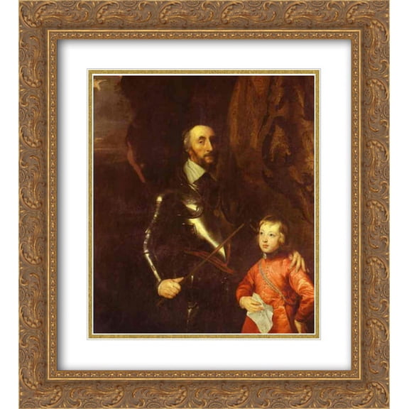 Anthony van Dyck 2x Matted 20x22 Gold Ornate Framed Art Print 'Thomas Howard, 2nd Earl of Arundel and Surrey with His Grandson Lord Maltravers'