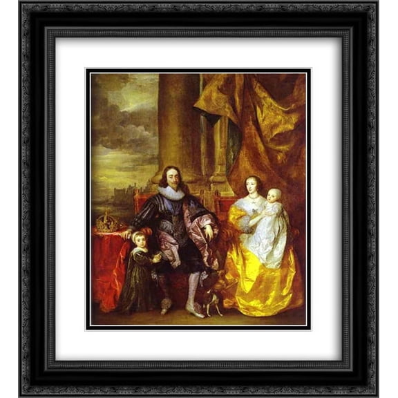Anthony van Dyck 2x Matted 20x24 Black Ornate Framed Art Print 'Charles I and Queen Henrietta Maria with Charles, Prince of Wales and Princess Mary'