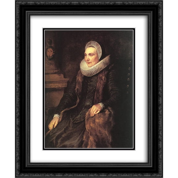 Anthony van Dyck 2x Matted 20x24 Black Ornate Framed Art Print 'Maria Bosschaerts, Wife of Adriaen Stevens'