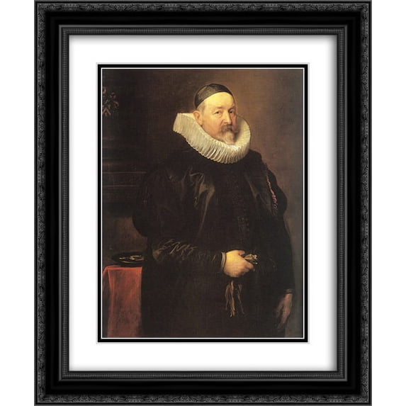 Anthony van Dyck 2x Matted 20x24 Black Ornate Framed Art Print 'Portrait of Adriaen Stevens'