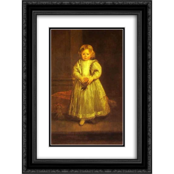 Anthony van Dyck 2x Matted 20x24 Black Ornate Framed Art Print 'Portrait of Clelia Cattaneo, Daughter of Marchesa Elena Grimaldi'